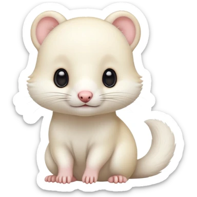 White cute Kawaii adorable ermine-weasel-hybrid sticker