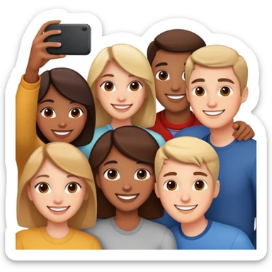 smiling group selfie indoors sticker
