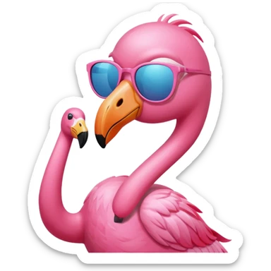 pink flamingo with stylish sunglasses sticker