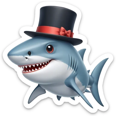 Shark with a top hat sticker