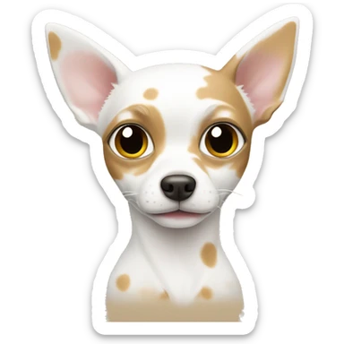 White chihuahua with tan spots and a cat siluete  sticker