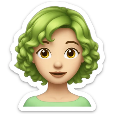 fille châtain cheveux long raide peau claire et yeux verts sticker