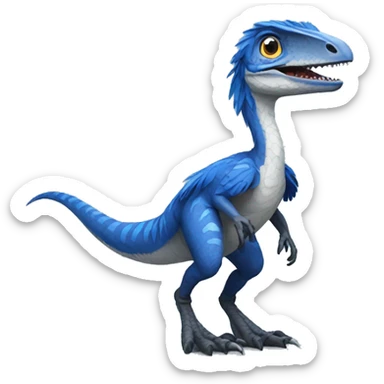 Velociraptor with blue feathers sticker
