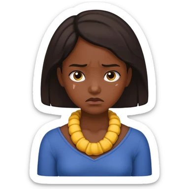 dark skinned girl holding her next with an angry face sticker