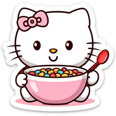 hello kitty eating cereal sticker