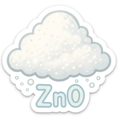 pastel toon style zinc oxide as a white cloud of powder sticker