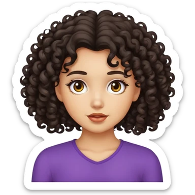 girl with curly dark hair, light skin, sassy hair flip sticker
