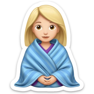woman with tucked blanket sticker