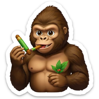 make a gorilla eating fried chicken in one hand and a cigar with green filling inside it in the other hand sticker
