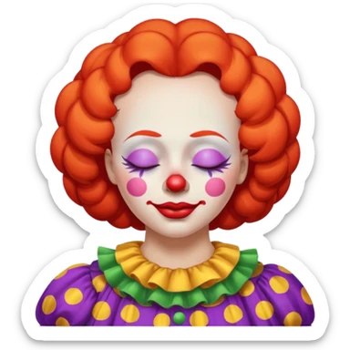 female clown sleeping eyes closed sticker