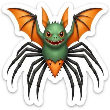 A bat with acid all in his body and his eyes  replaced with shark teeth and his hand in his back ( four hand) and his spines will be very spiky  and his leg will like a spider and last his eyes or 4 eyes will be in his hands and the colour of the eyes will orange and black sticker