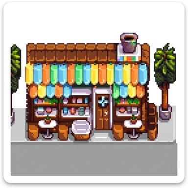 small city shops and cafe with outdoor seating sticker