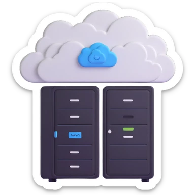 cloud server with data center logo sticker