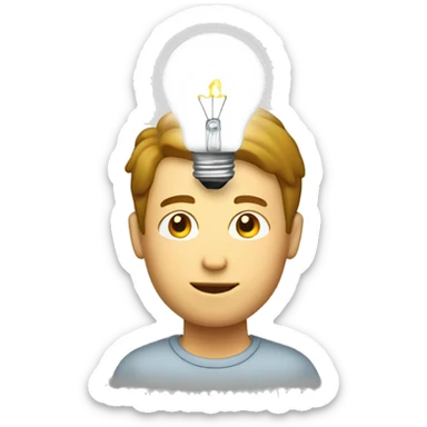 white man getting an idea with light bulb over his head sticker