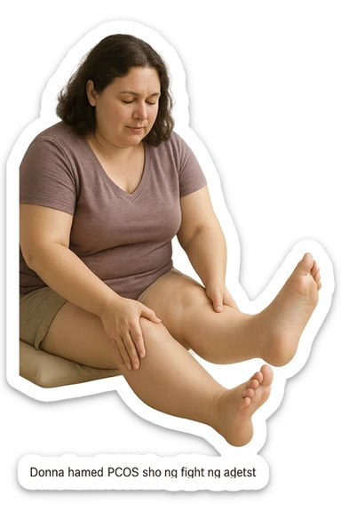 dONNA CON PCOS CHE COMBATTE LE SUE GAMBE GONFIE IMMAGINI REALISTICHE sticker