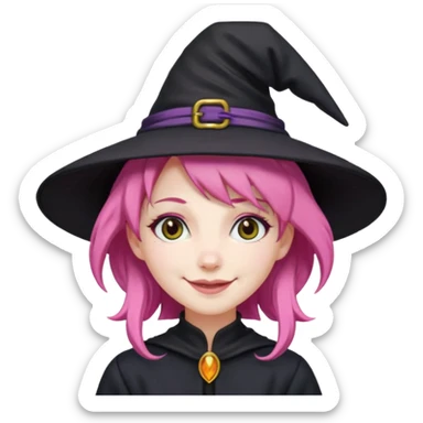 A witch with a pink hair sticker