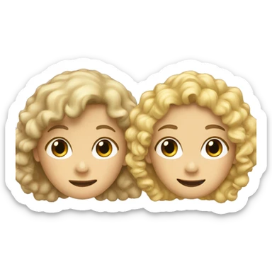 a curly-haired boy and a blonde girl sticker