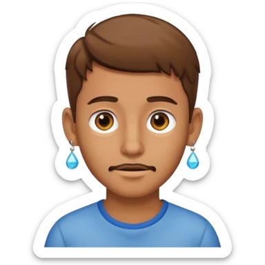 Boy with tanned skin, short brown hair, a light beard, and an earring in his ear sticker