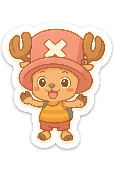 Chopper from One Piece, chibi cartoon style sticker