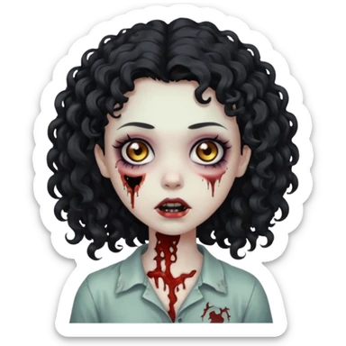 garota zumbi com cabelo cacheado preto sticker
