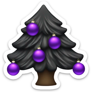Black Christmas tree with purple ornaments sticker