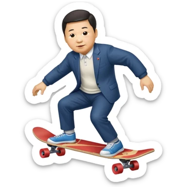 Xi_Jinping riding skate board sticker