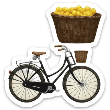  vintage black bicycle just with a front basket  sticker