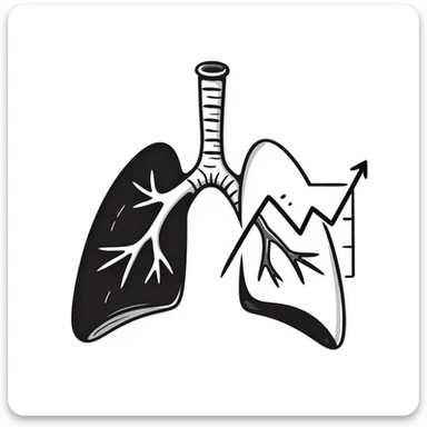 Hand-drawn lungs with oxygen measurement graph next to it, fitness capability visualization sticker