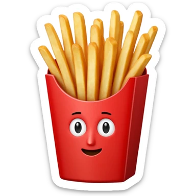 stylized red french fries container with fries inside, no faces, no logos, no extras, just the container and fries sticker