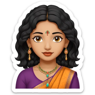 Indian fat girl south Indian wavy short black hair tan darker skin sticker