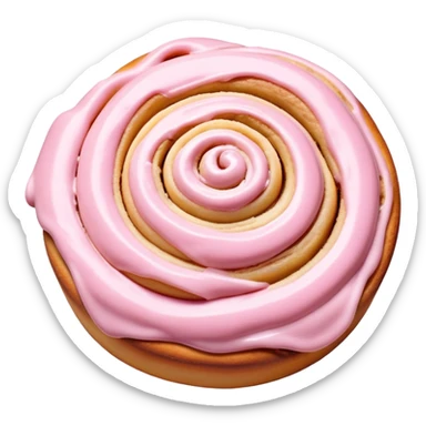 coquette cinnamon roll with pink frosting viewed from above sticker