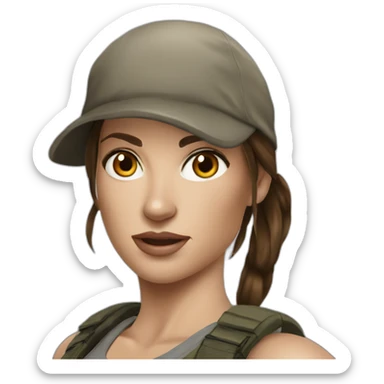 lara croft realistic drawing sticker