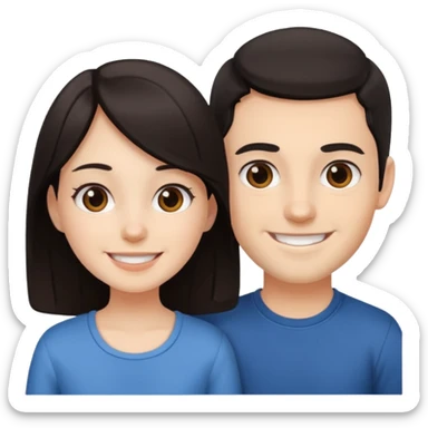Brother ans sister, white skin, dark hair sticker