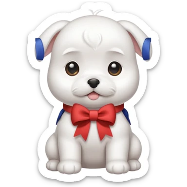 white baby maltese ribbon short ear sticker