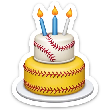 Birthday cake with softball sticker
