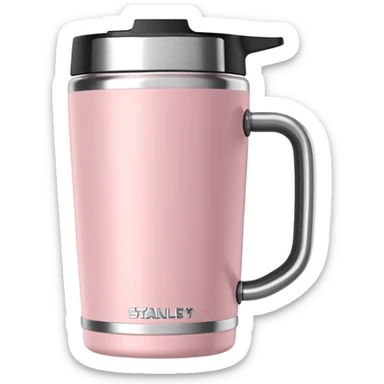Light pink 40oz Stanley tumbler with handle sticker
