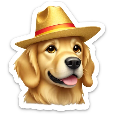 golden retriever con sombrero  sticker