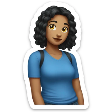 Felix is a girl,  she is tall, she has black hair and she's thicc, she wears a blue t-shirt with h sticker