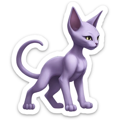 Anthro Mewtwo-Cat-Sphynx-FurSona-Fakemon Nebula Full Body sticker