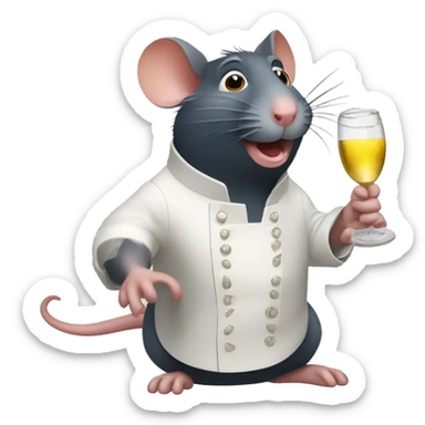 Ratatouille rat drinking champagne  sticker