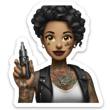 Tattoo artist with tattoo gun sticker