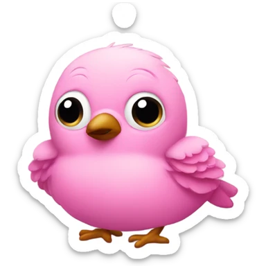 Pink birdie cozy in a sofa sticker
