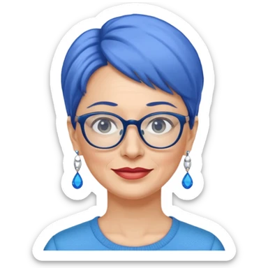 signora 50 anni con occhiali e orecchini azzurri sticker