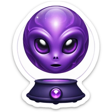 dark purple crystal ball alien inside sticker