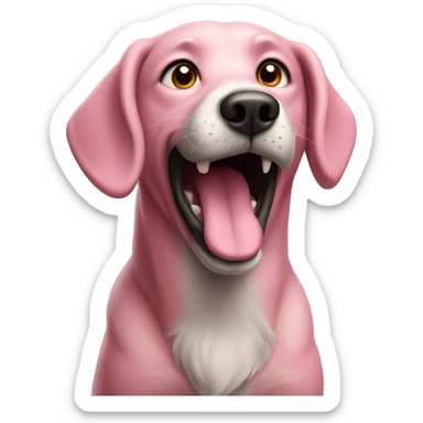Pink dog howling  sticker