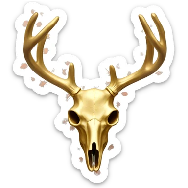 Gold Deer skull with antlers + floral pattern  sticker
