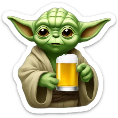 Yoda qui bois une bière sticker
