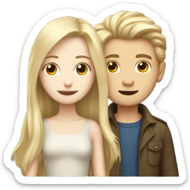 Pale long brown haired boy with a pale blonde girl  sticker