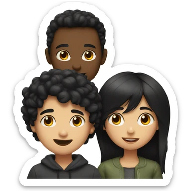 Girl with black hair kissing boy with black hair  sticker