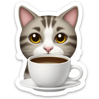 Cat with a Cup of coffee  sticker